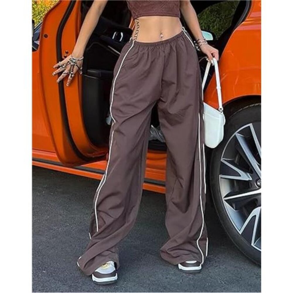 Womens Parachute Pants Wide Leg Baggy Pants - Picture 2 of 9